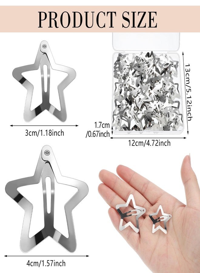 obeoby 40pcs 1.6" and 1.2" Metal Star Hair Clips - 2000s Y2K Silver Star Barrettes for Girls,Y2K Hair Accessories Gifts - Image 2